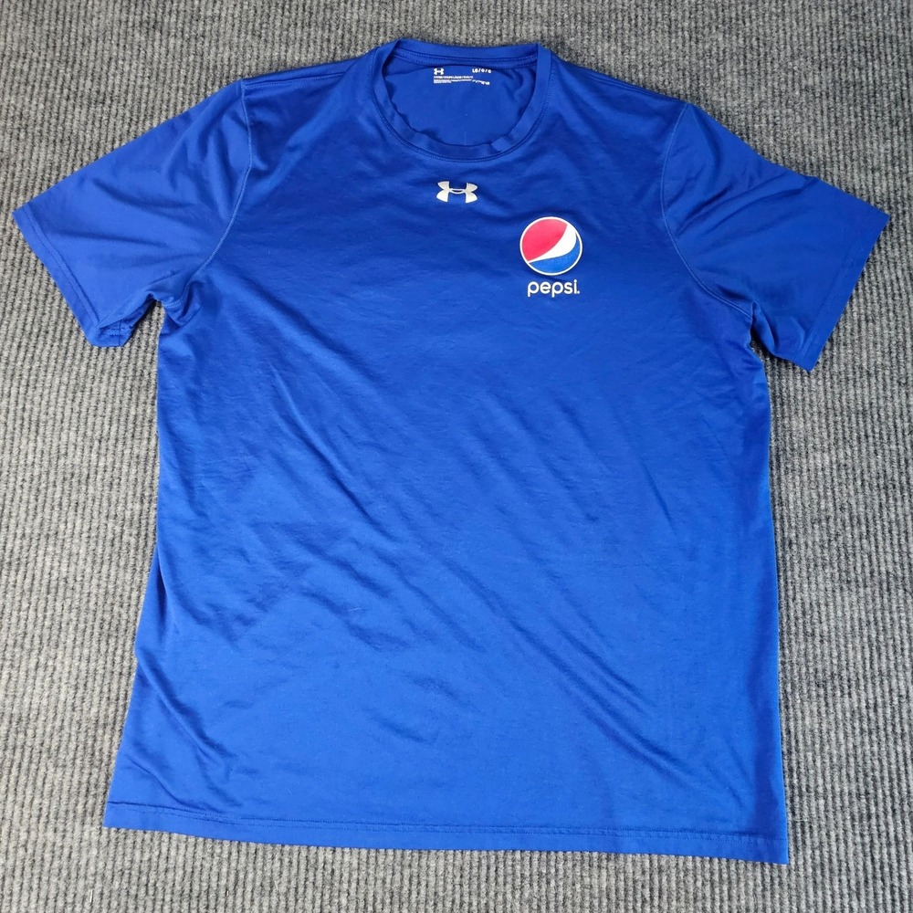Under Armour Shirt Mens Large Blue Pepsi Logo Loose Fit Graphic Tee Soda